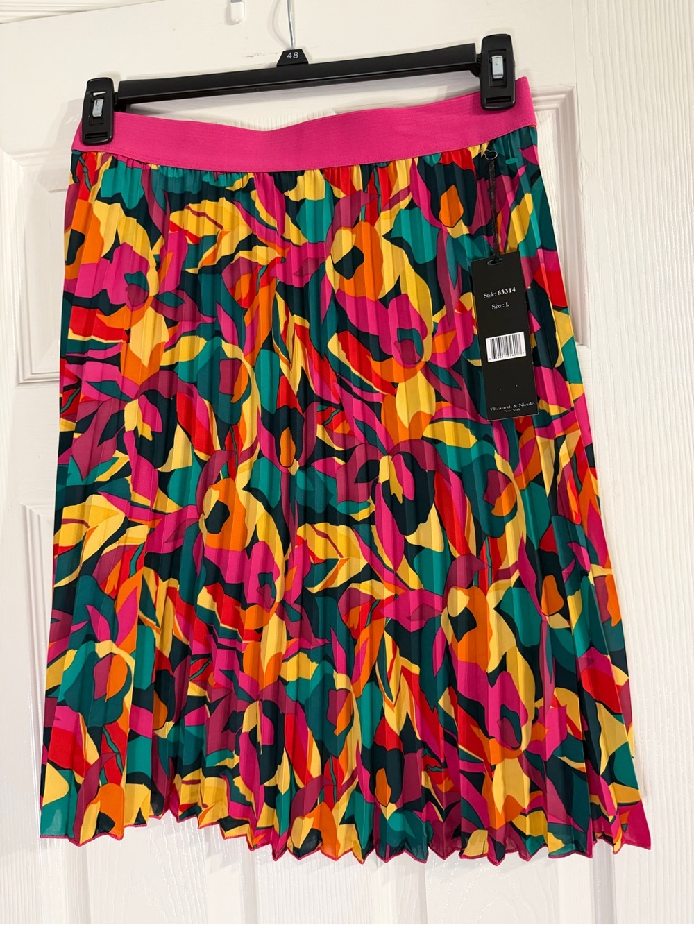 Elizabeth & Nicole Vibrant Pleated Floral Midi Skirt - Pink Multi